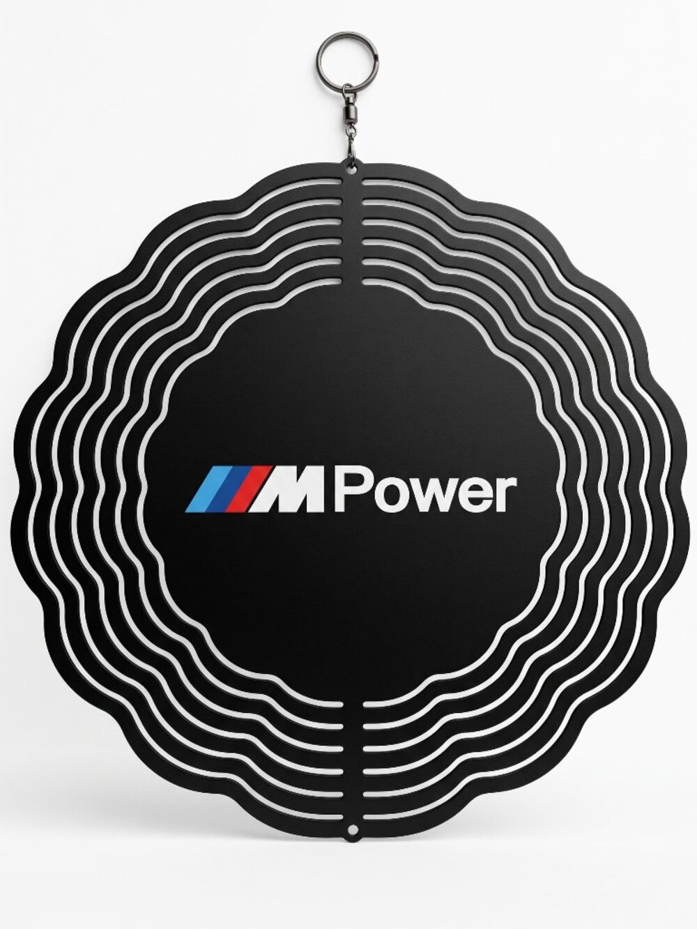 10" BMW M Power Kinetic Wind Spinner - Black Metal Hanging Yard Decor
